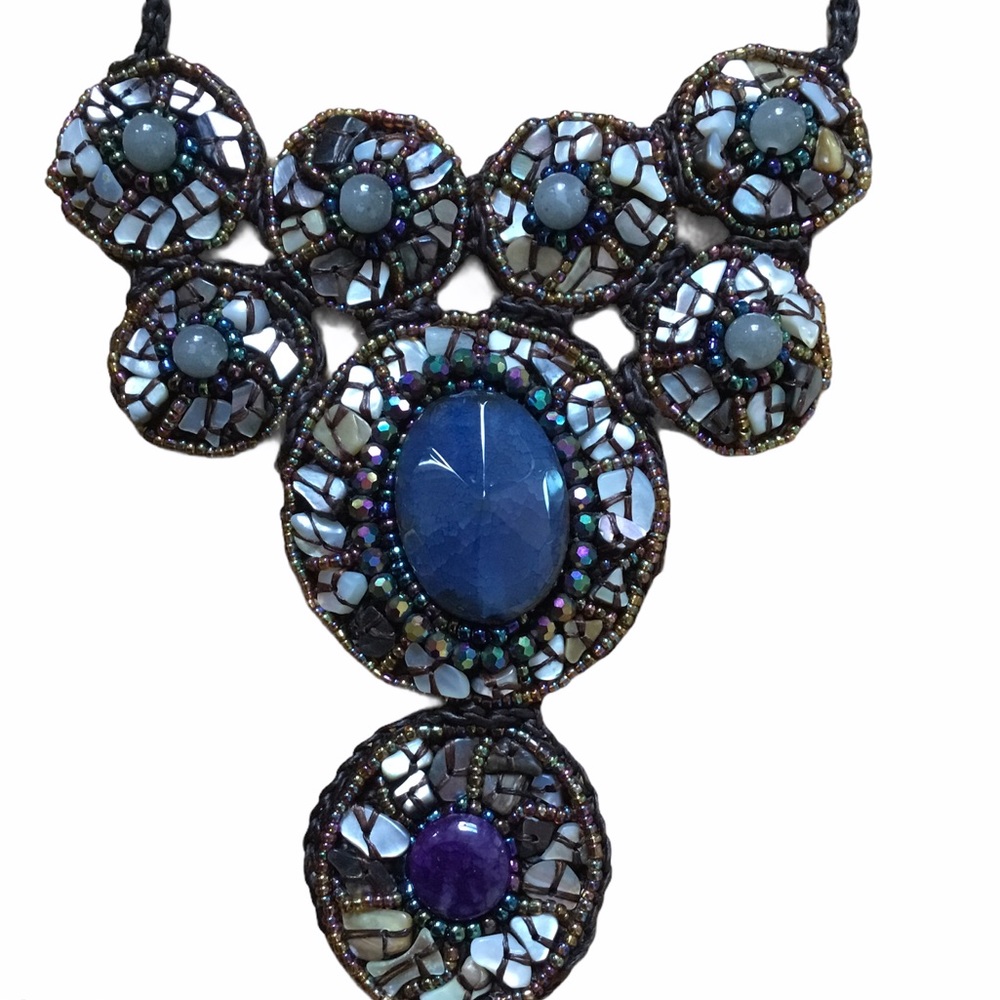 Stone Beaded Statement Necklace - image 2